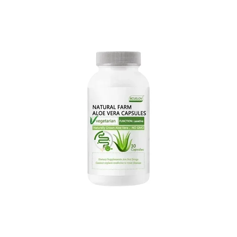 Natural Farm Cápsulas de Aloe Vera - Aliviar a constipação corporal Ajudam a equilibrar o ácido estomacal, apoiam o conforto gastrointestinal