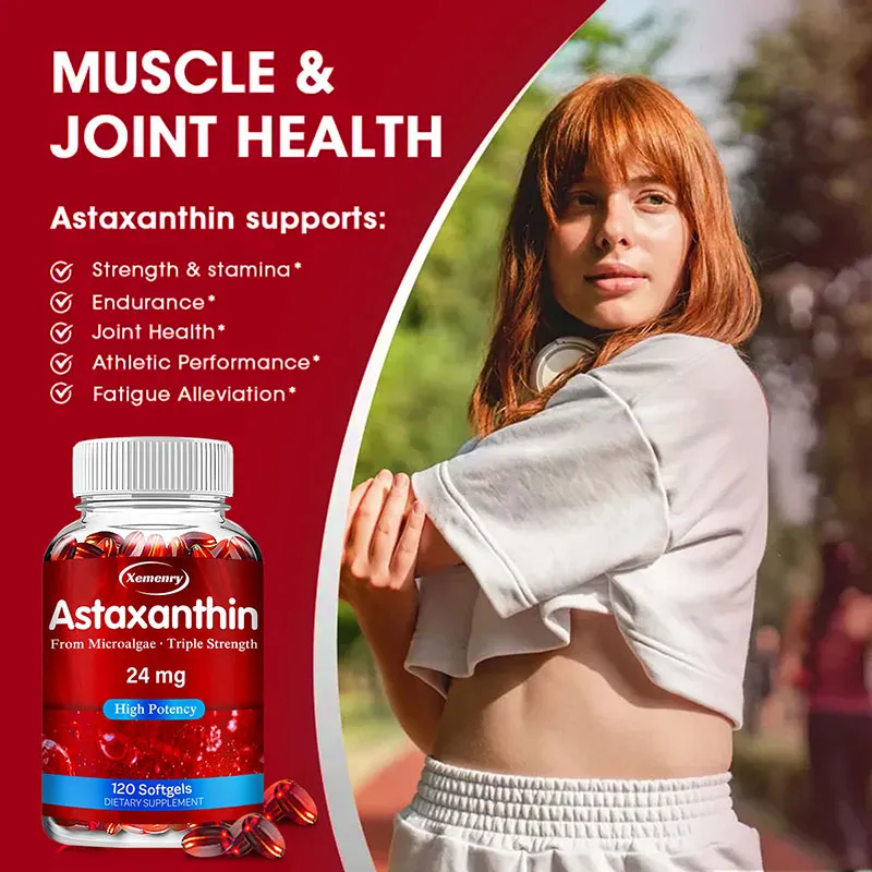 Astaxanthin Capsules Promotes Cardiovascular Health Accelerates Metabolism Antioxidant Supplement Skin Healty