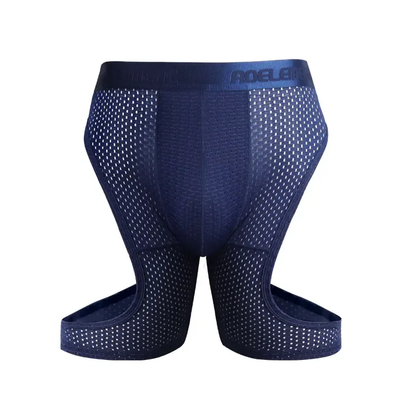 Roupa interior esportiva masculina de fitness gelo seda fina treinamento secagem rápida corrida estendida anti-desgaste perna não vestindo cuecas boxer