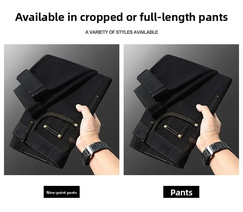 2026 New Black Jeans Men Versatile Slim Fit Skinny Leg Casual Trendy High-End Fashion Pants