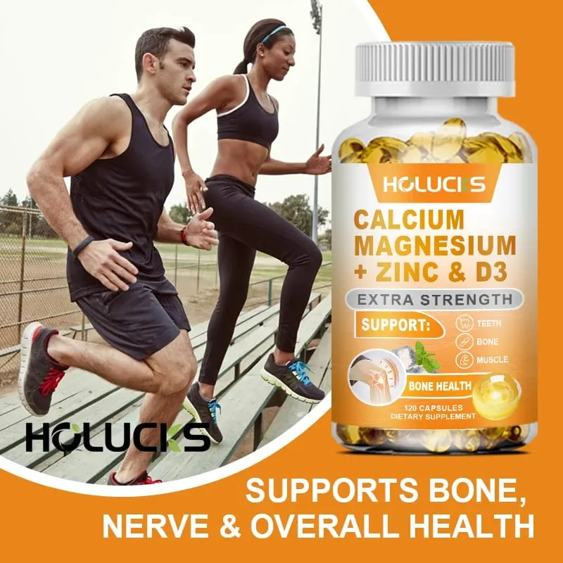 Organic Calcium Support Supplements with Magnesium Zinc & D3 Strengthen Bone Teeth & Nerve Wellness for Daily Life