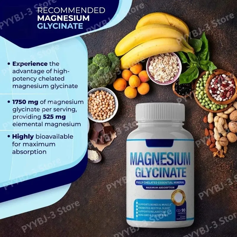 Supplément de magnésium 1000 mg complexe 7 en 1 avec glycinate citrate malate taurate soutient la relaxation musculaire soutien au sommeil 90 Ct