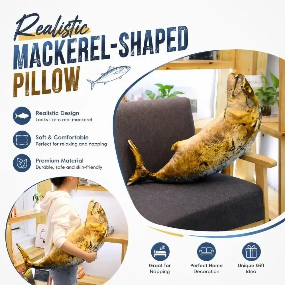 Gifts Realistic Mackerel Plush Pillow Plush Soft Stuffed Fish Plush Toy Mackerel-shaped Cat Toy Home Decor