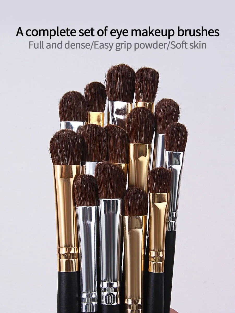 14 Pieces Wooden-Handled Eye Makeup Brushes Eyeshadow Brushes and Eyebrow Brushes Are Multi-Functional Beauty Tools