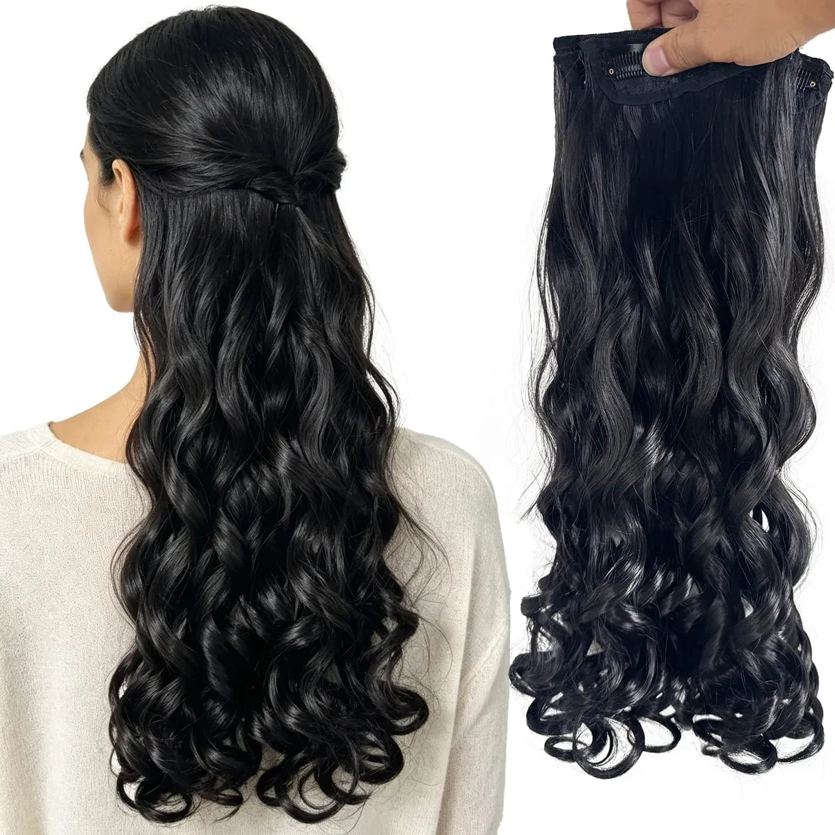Synthetic Roman curls sandwiched in hair extension long curly wig women's hair extension hair piece daily party