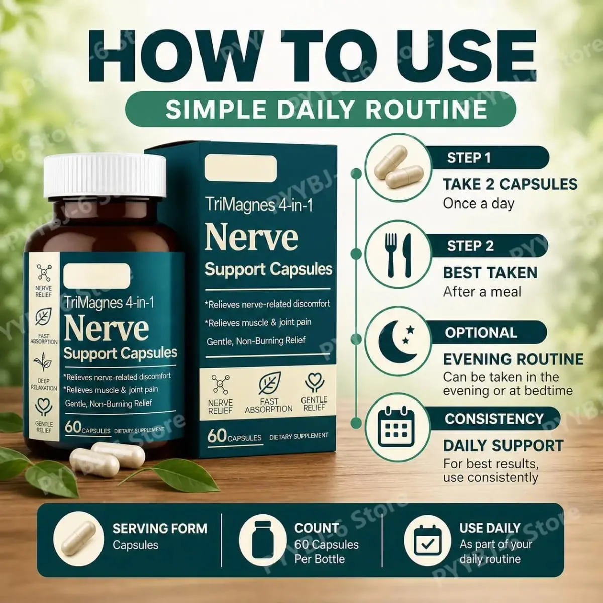 Magnesium Citrate Glycinate Malate Capsules with Turmeric Extract Supports Nerve Health Muscle Relaxation Sleep Wellness 60 Ct