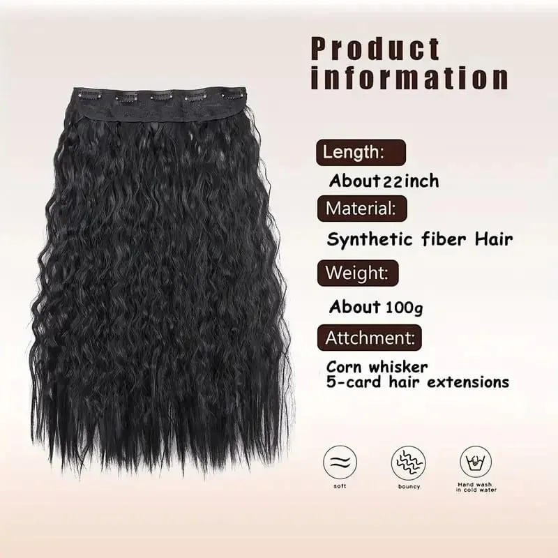 22Inch Synthetic Long Kinky Curly Hair High Temperature Corn Wave Hair Extension Clip in Fiber Hairpieces for Women