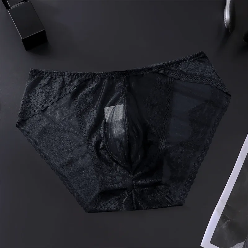 Lace men's underwear ice silk calzoncillos hombre 3D convex bag adults 18 plus size sexy lingeries for man tangas japonesa new — image 2