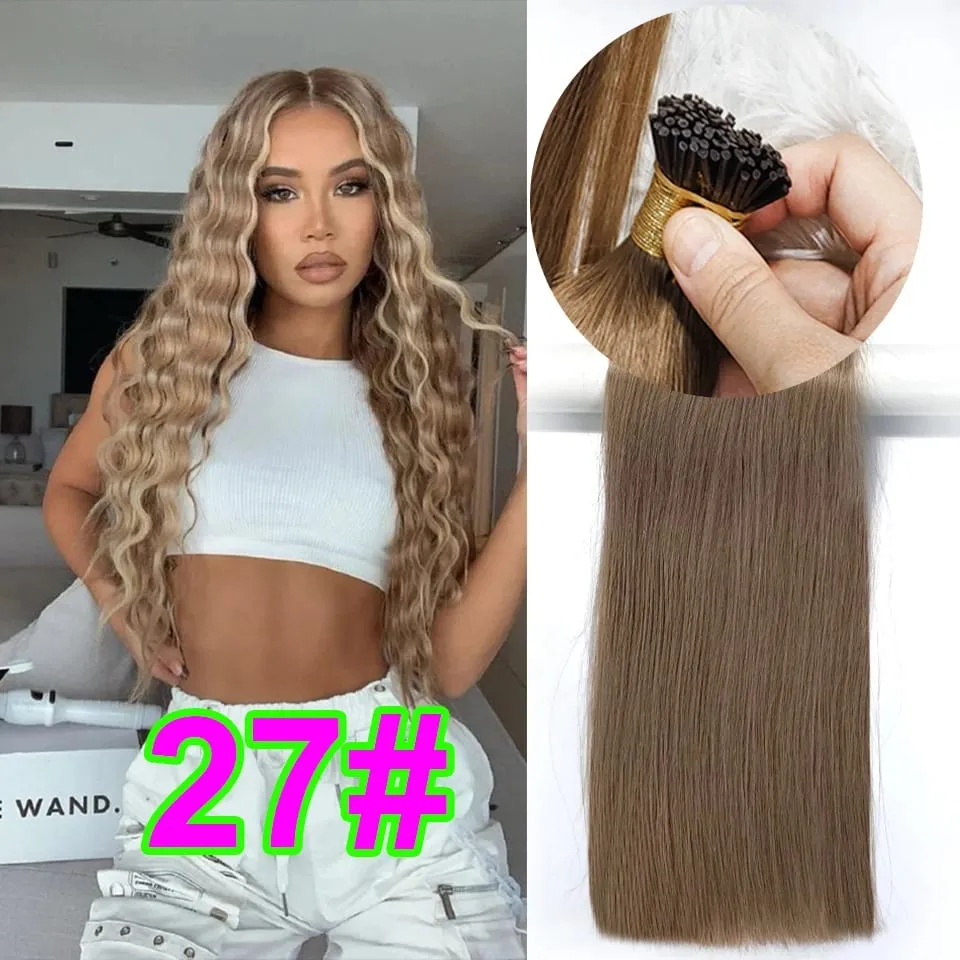 Human Hair I Tip 100% Human Hair Extensions Keratin Straight Brazilian Remy Human Hair Natural Capsule Hair Extension 30 Inch