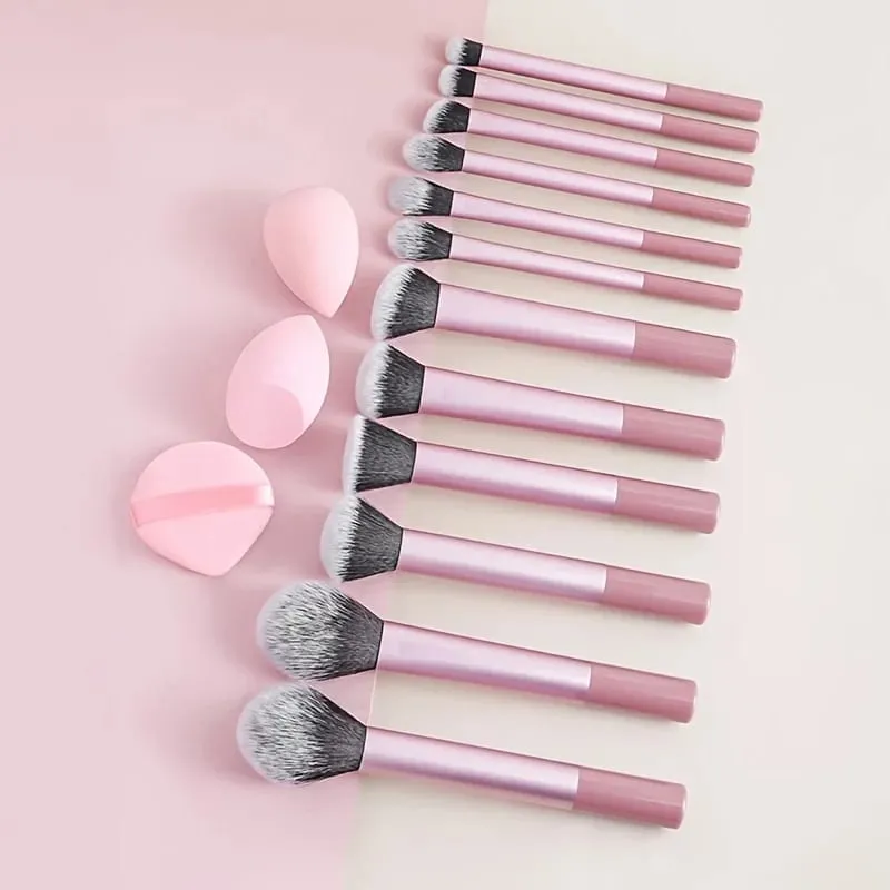 15pcs Makeup Brush Set Including 12pcs Multi-Functional Ultra-Soft Makeup Brushes And 1pc Angled Tear Drop-Shaped Beauty Sponge — image 5
