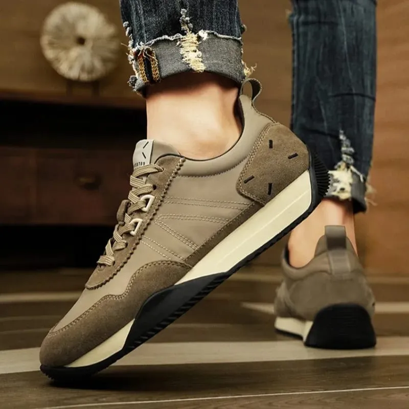 British Men's Spring/Autumn Chunky Sneakers High-Quality Breathable Canvas Casual Shoes Designer Comfy for Outdoor Walking Shoes