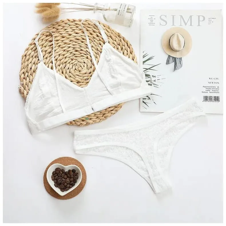French Sexy Lingerie For Women Thin Design Without Steel Rims Or Chest Pads Gathering Lingerie Women's Bra Set