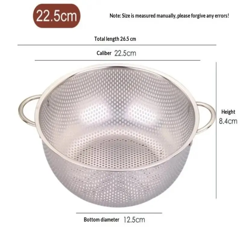 ♥Stainless Steel Kitchen Hole Dense Mesh Sifter Colander Strainer Sieve Baskets for Washing Fruits/Vegetables/Rice — image 12