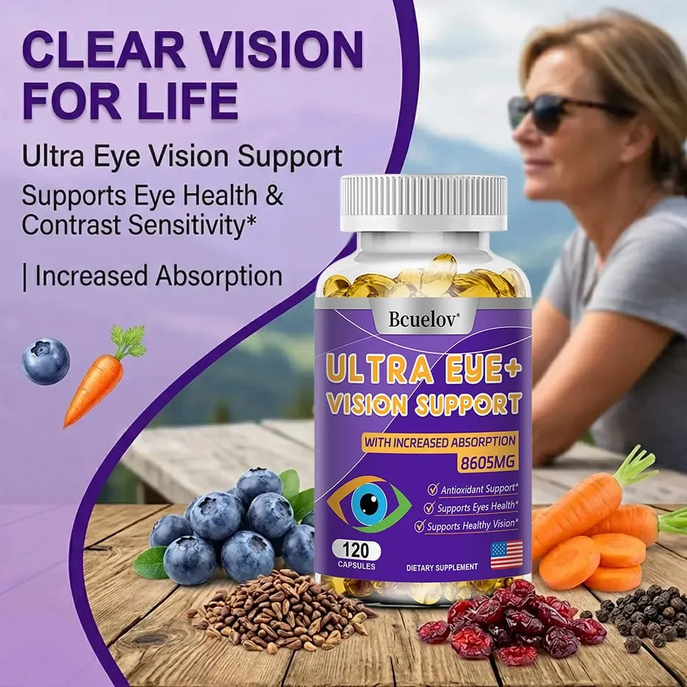 9-in-1 Eye Vitamins Supplement - Lutein Zeaxanthin Blueberry Dry Eyes Eye Fatigue Macular & Night Vision Support for Adults