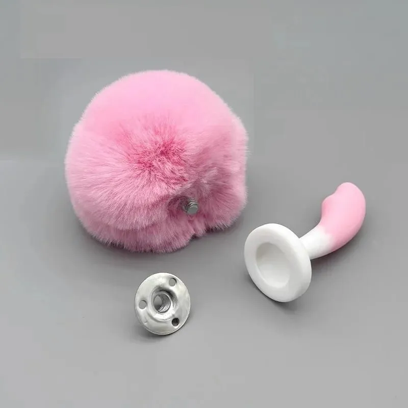 Malý silikonový anální kolík Dildo vaginální kolík s odnímatelným falešným měkkým liščím králičím ocasem pro pár erotických pomůcek s dilatátorem análních korálků