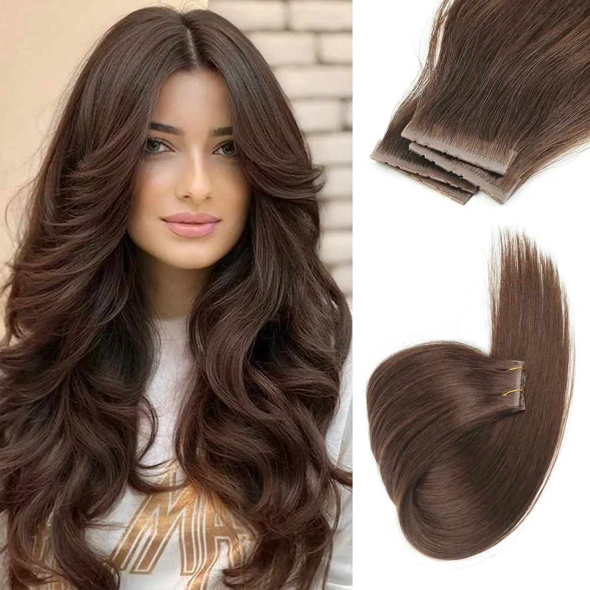 Butterfly Weft Hair Extensions Human Hair Glue-Free Double Invisible Weft with Micro Beads Natural Volume and Length 12-24Inches