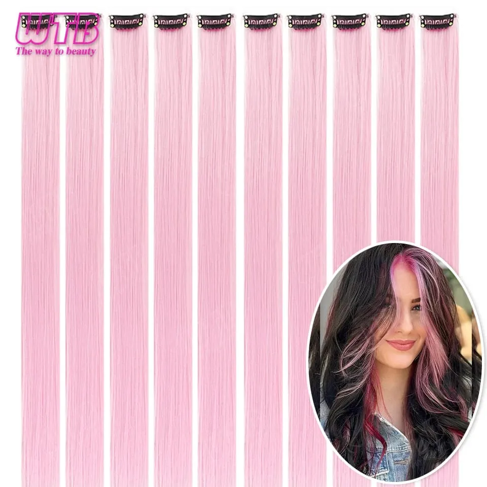 10 PCS Colored Synthetic Hair Extension Wigs for Women BB Clip Style Straight Hair Extension Wigs Suitable for Holiday Events