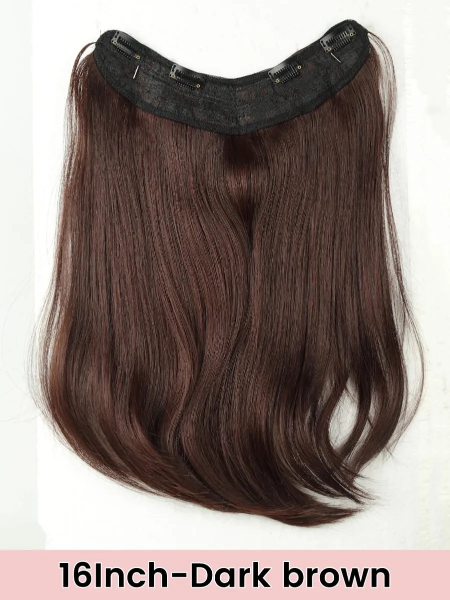 Synthetic V-Shaped Long Curly Wavy Hair Extension Synthetic Wig Layered Hair Extension Hair Pad Fluffy Top Increase Hair Volume
