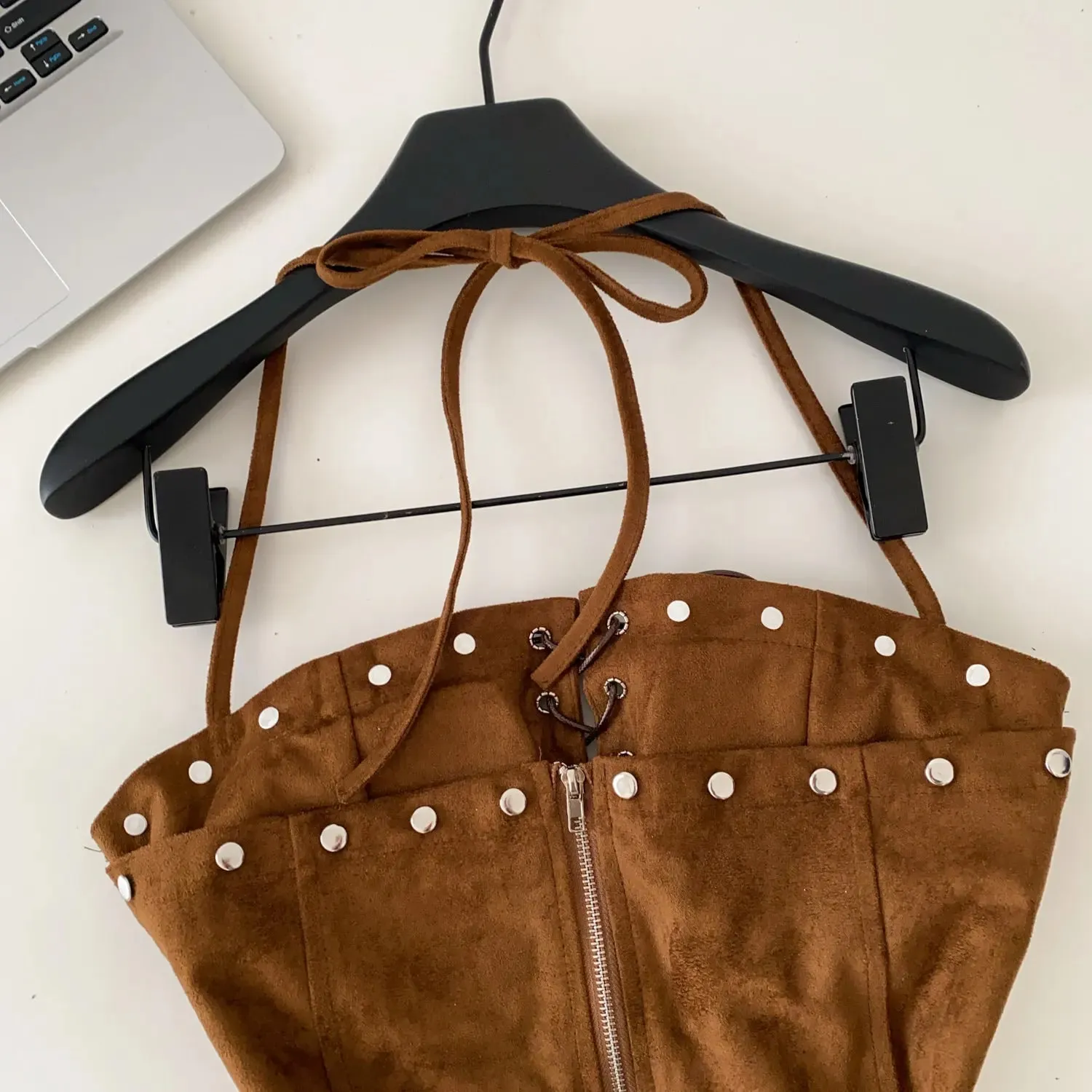 Sexy Bandage Halter Solid Tanks Top Vintage Corset Bustier Korean Autumn Camis Women Party Spice Girl Crop Top — image 5