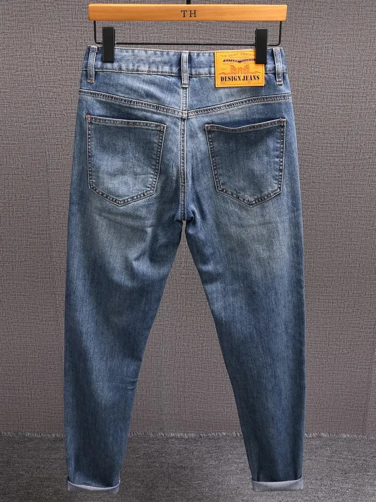 High-end Summer Thin Jeans Men20252023 Trend Embroidered Straight Casual Luxury Long Pants