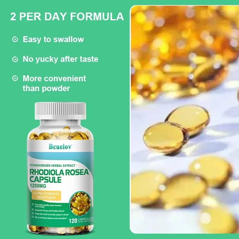 Rhodiola Rosea - Herbal Energy Supplements for Supporting Stress Relief Energy and Exercise Endurance - Vegan Gluten Free