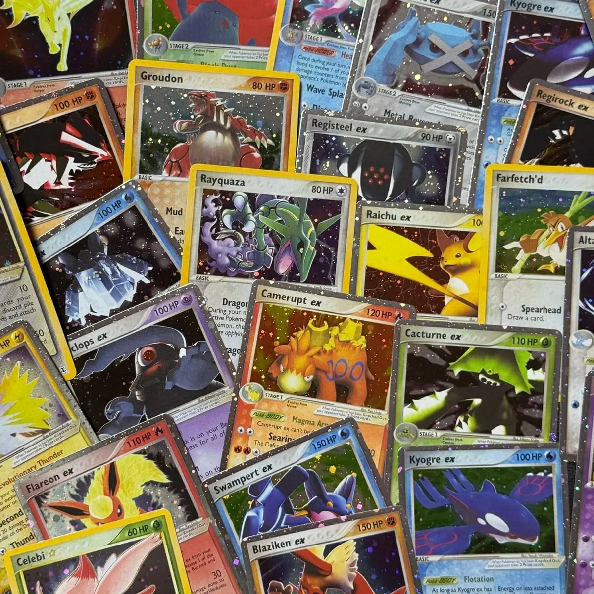 Proxy Cards Holographic Emerald Cacturne Rayquaza Hidden Legends Kyogre Crystal Guardians Alakazam Star Flareon Metagross — image 2