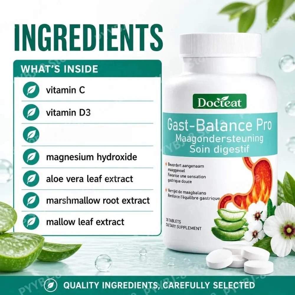 Docteat Stomach Comfort Nutrition Tablets Digestive Comfort with Aloe Vera Extract Support Stomach Balance30 Tablets