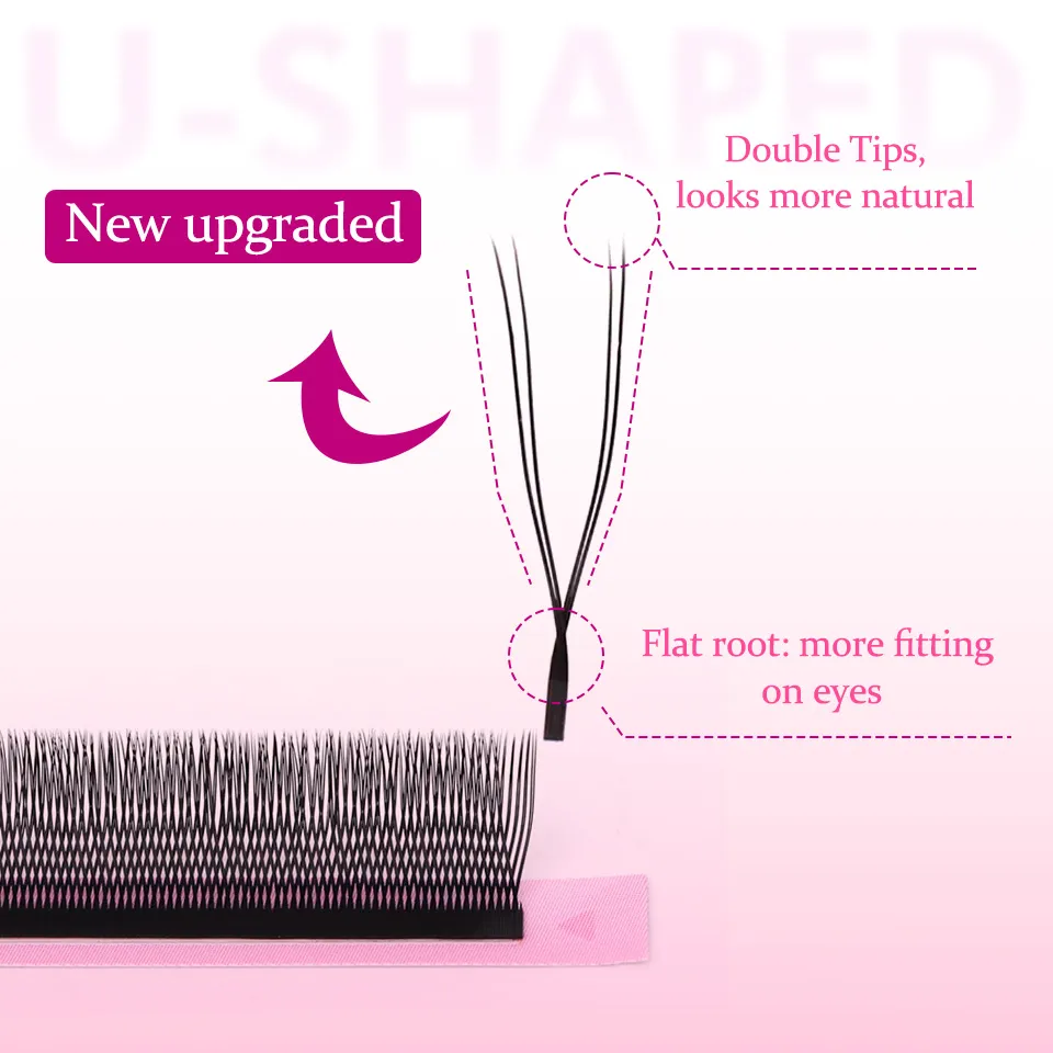 U-Shaped 3D 4D 5D Eyelash Extensions Faux Mink Premade Fans Lashes Easy Grafting Hand Woven Matte Black Volume W YY Shape Lashes — image 3