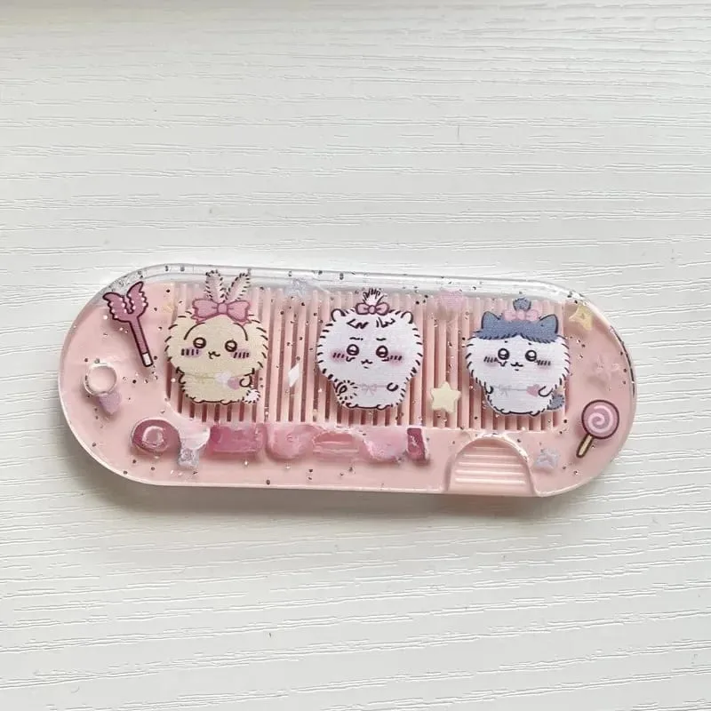 Mới Yiji Hoạt Hình Gấp Lược Nhỏ Di Động Bỏ Túi Trang Điểm USAGI うさぎ ハチワレ Hachiware Mini Dễ Thương Lược Nổ Lược Quà Tặng