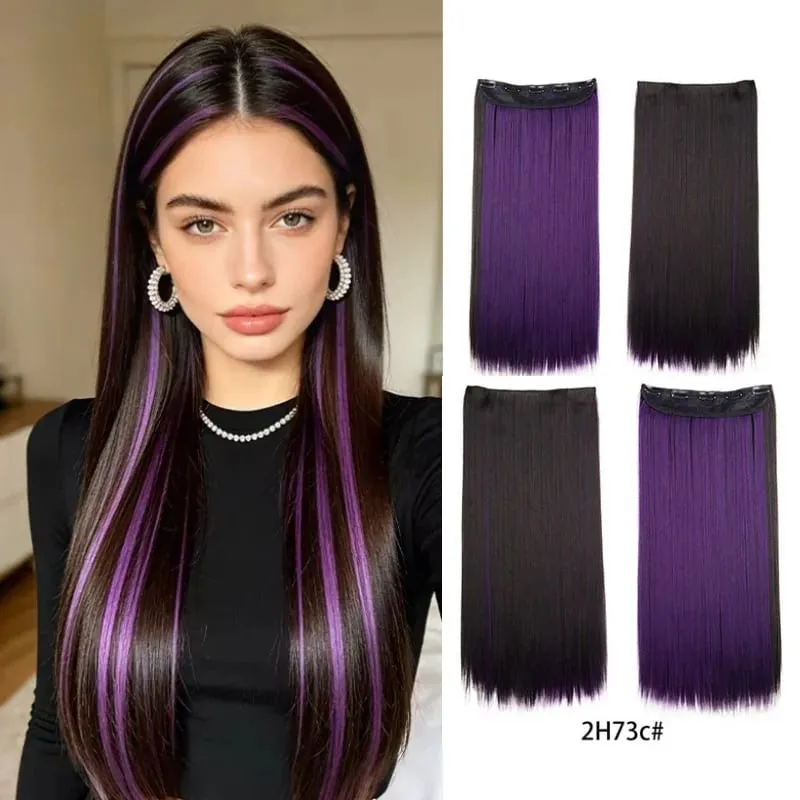 Synthetic 24Inch Long Straihgt Hair Extension Heat-Resistant Fiber Hair Cosplay Hairpieces for Women halloween wig