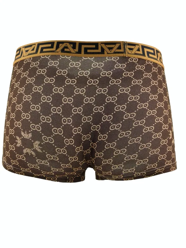 Férfi 4 részes poliészter boxer szett - luxus geometriai és monogram mintás, többszínű fehérnemű