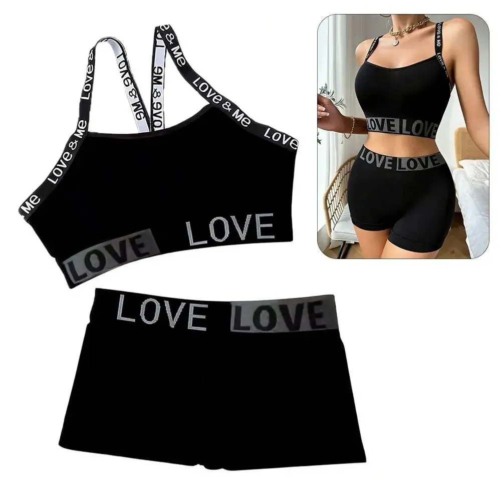 1Set Casual Letter Women Seamless Bra Set V-Neck Breathable Lingerie Set Elastic Comfortable Sport Brassiere — image 3