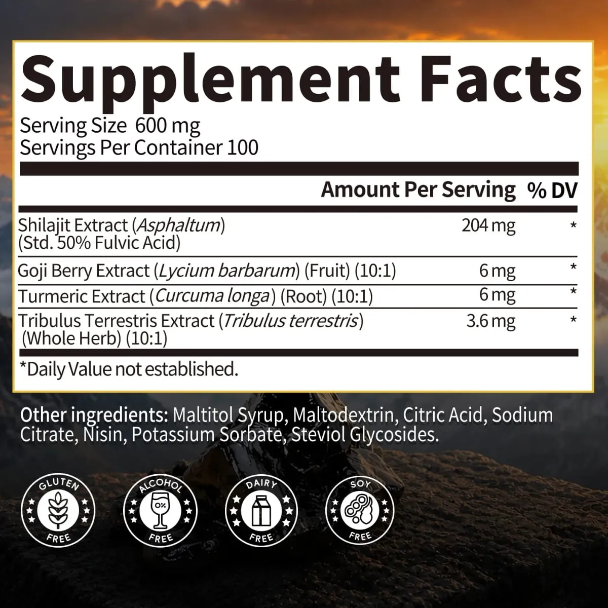 204MG Natural Shilajit Resin Original Drink Mineral Supplements for Immune Health Metabolism Overall Physical Health