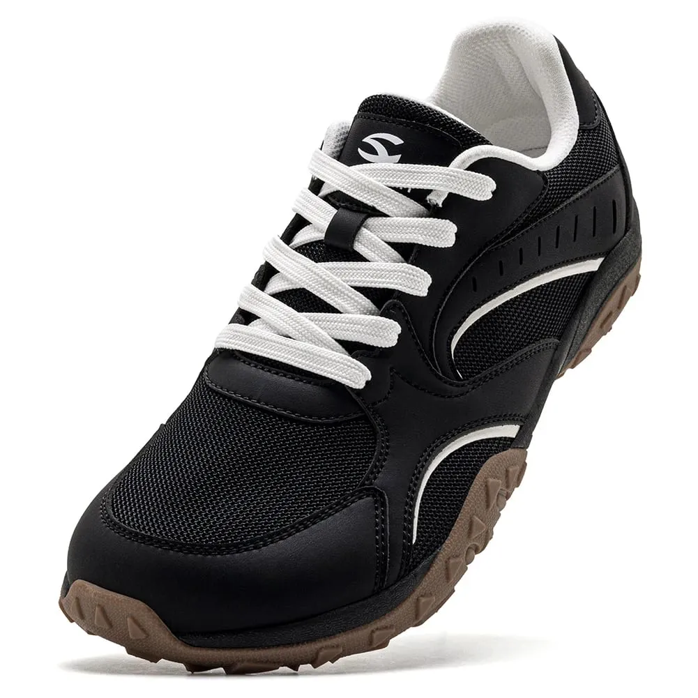 Unisex Wide Toe Hiking Sneakers Lace-Up Walking Shoes Outdoor Travel Artificial Leather Mesh Minimalist Sneakers