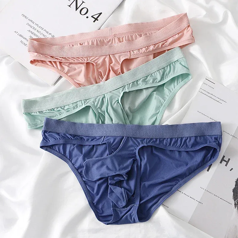Slips d'été en soie glacée pour hommes, transparents, sans couture, à séchage rapide, culottes respirantes, sous-vêtements Ultra-fins