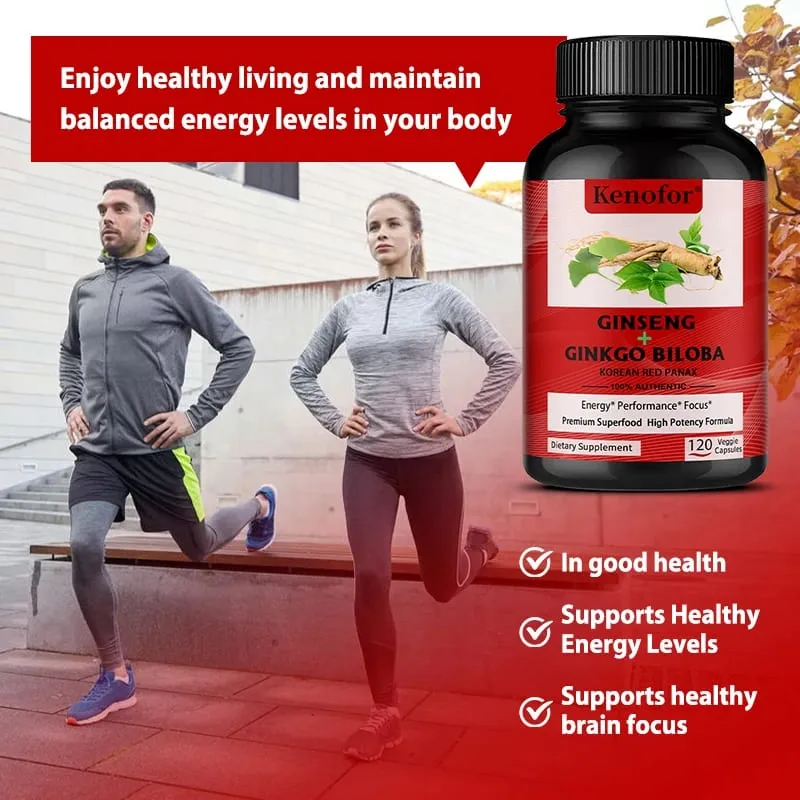 Ginkgo Biloba 1000mg Capsules - With Vitamin B & Zinc Brain Health & Memory Support Gluten-Free Non-GMO Vegan Supplement