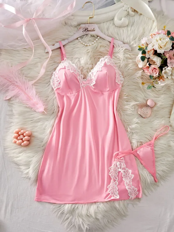 Women's Underwear Lingerie Set Nightdress Lace Sleepwear Solid Slim Soft Dresses Sleepwear & Thongs — image 9