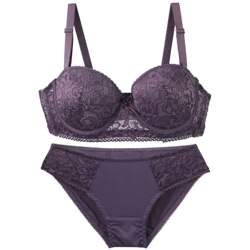 2025 New Floral Knitted Underwire Bra For Women Adjustable Straps Lace BC Cup Underwear Push Up Minimizer Padded Lingerie — image 4
