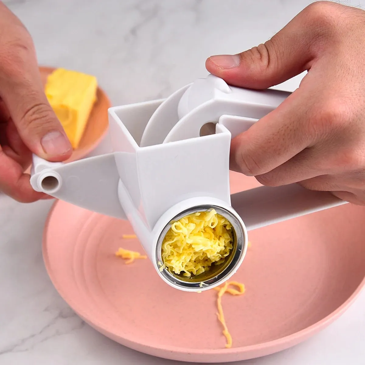 Ralador de queijo com manivela manual de 1 unidade; ralador de queijo criativo de cozinha; ralador de queijo multifuncional.