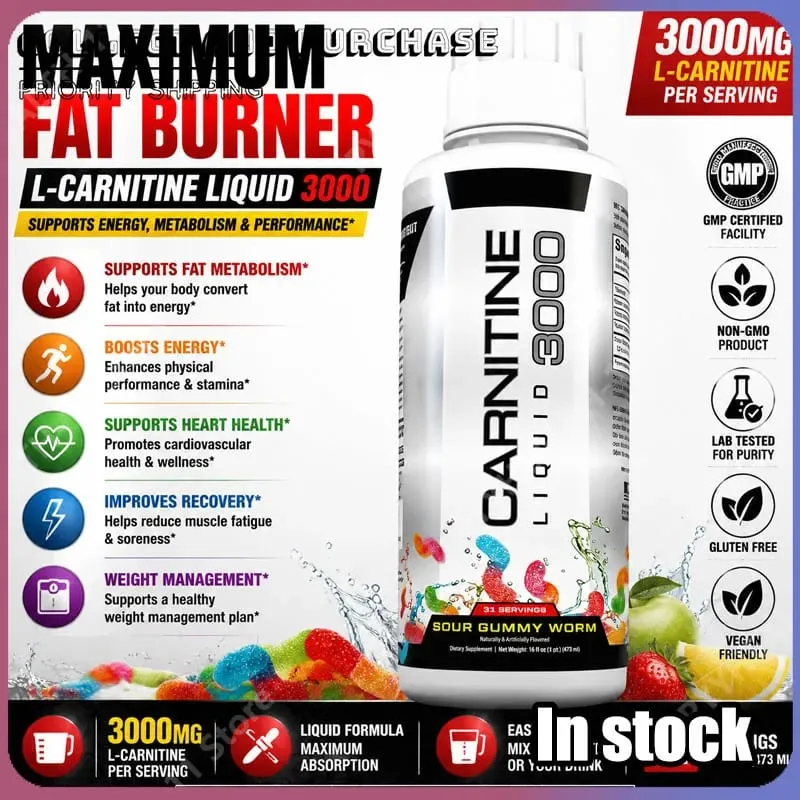 Concentrated Liquid L-Carnitine Formula for Workout Energy Metabolic Support and Fitness Routine Enhancement with Vitamin Blend
