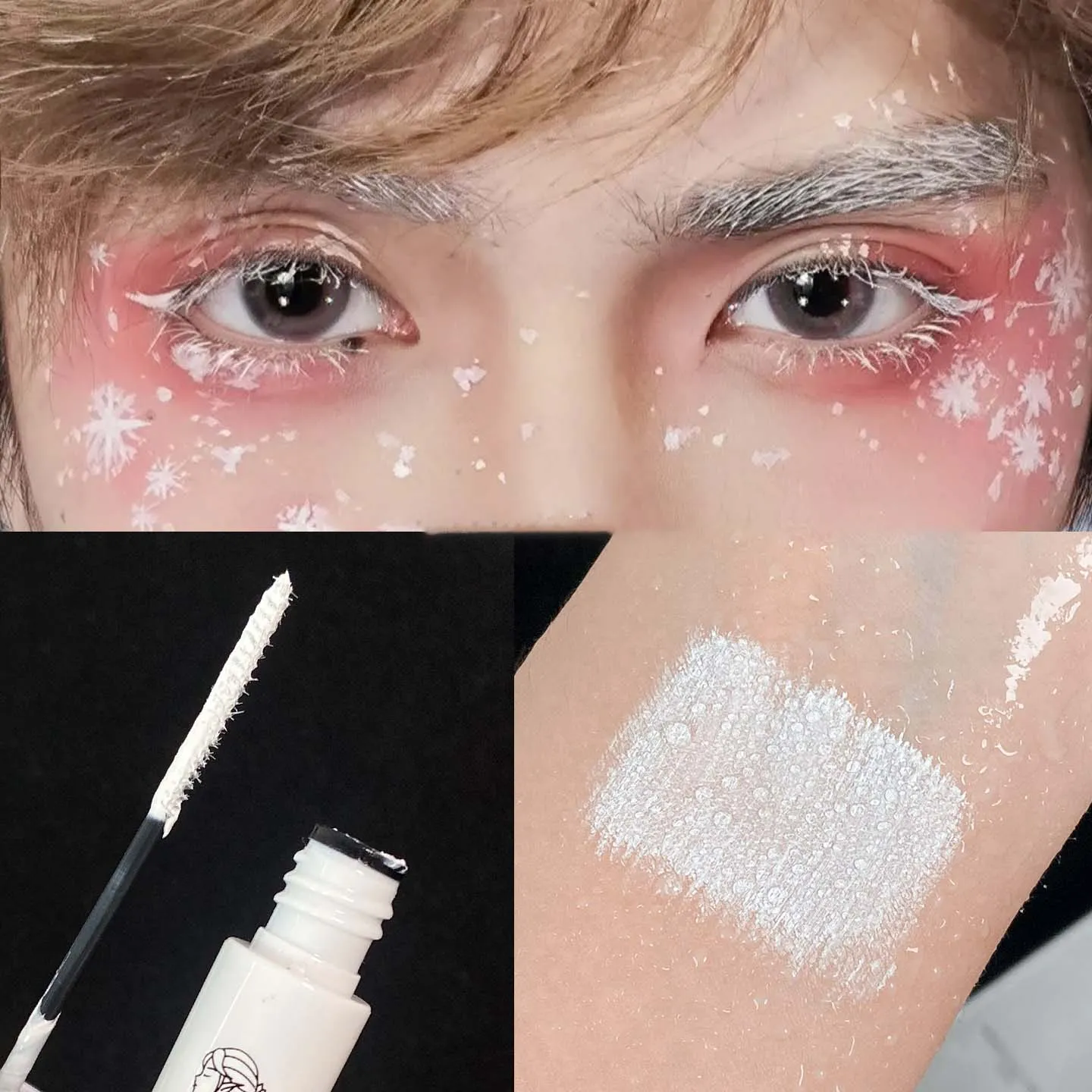 3D Lengthening White Lash Mascara Waterproof Multifunctional White Eyebrow Dye Cream Cosplay Stage Party Eye Makeup Tools