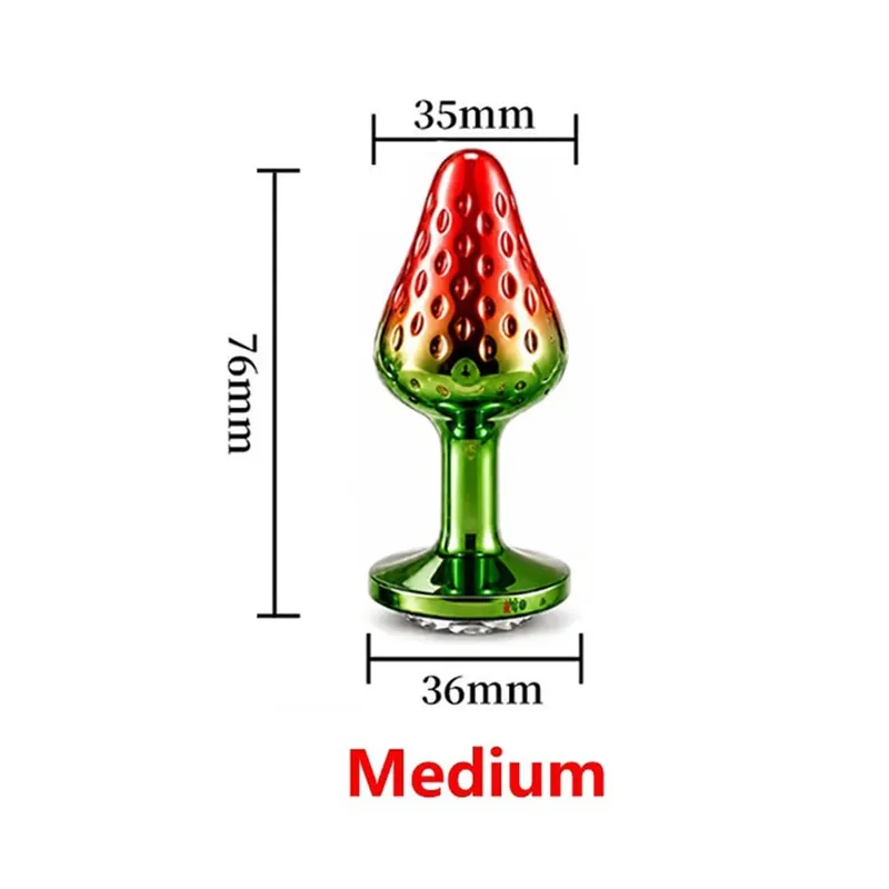 Strawberry Metal Anal Beads Butt Plug Set Small Medium Large Wearable Anal Plug Jewelry Anal Sex Toy For Man Woman — image 12