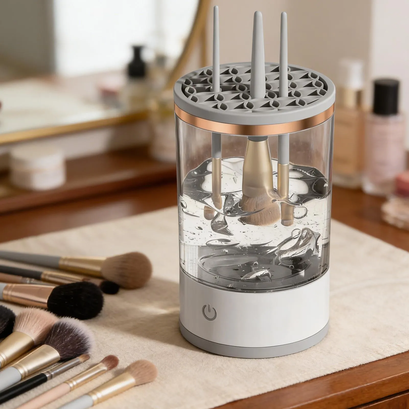 Detergente per pennelli per trucco USB Pulizia profonda Strumenti di bellezza Pennelli per trucco silenziosi Strumenti per la pulizia per il contorno dell'ombretto Salon Home Daily — image 2
