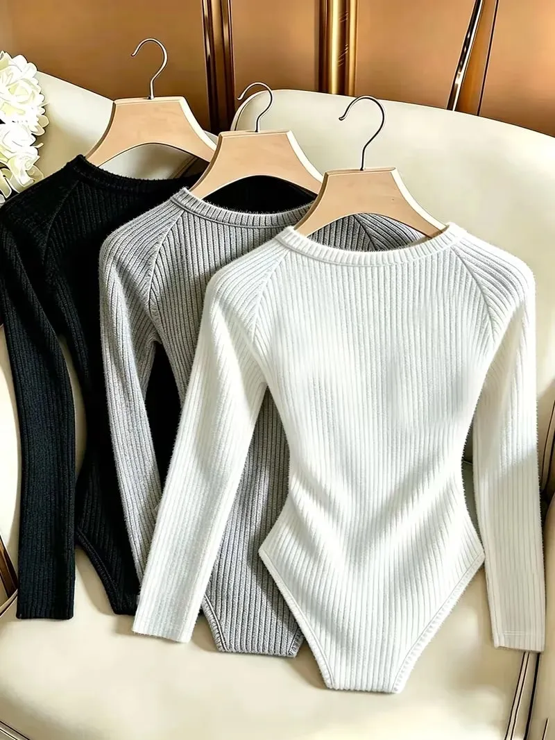 Y2K Ladies Rib Knit Halter Bodysuits 3 Pack Criss Cross Front Hollow Out Contrast Binding Sleeveless Stretchy Skinny Basic Layer