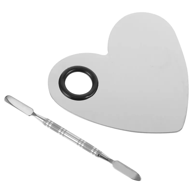 1Set Heart Shape Nail Art Tool Stainless Steel Makeup Plate Easy Clean DIY Manicure Color Mixing Palette