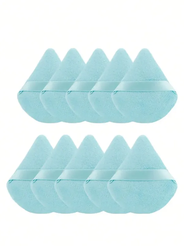 10 Pcs Triangle Velvet Powder Puff Pizza Flours Mini Face Makeup Sponge Cosmetics Washable Lightweight Makeup Tool