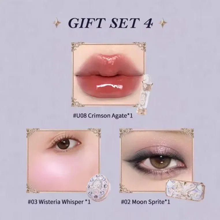Flowerknows caixa de presente conjunto de maquiagem pequeno anjo caixa completa lábio esmalte blush concha jóias flor saber kit de presente de aniversário