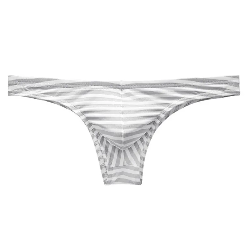 Europe Men's Striped Bikini Briefs Low Waist Sexy U Convex Underwear Male Half Covered Buttocks Tanga Panties Plus Size M-XXXL — image 20