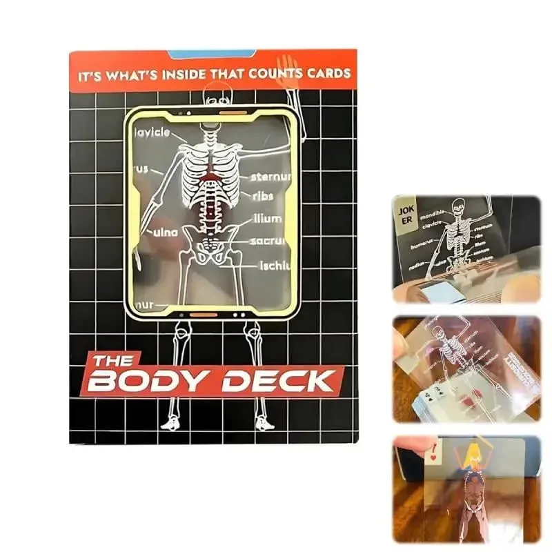 Human Skeleton Knowledge Poker Cards Transparent PVC Waterproof Cards Educational Gifts and Collectibles for Medical Students