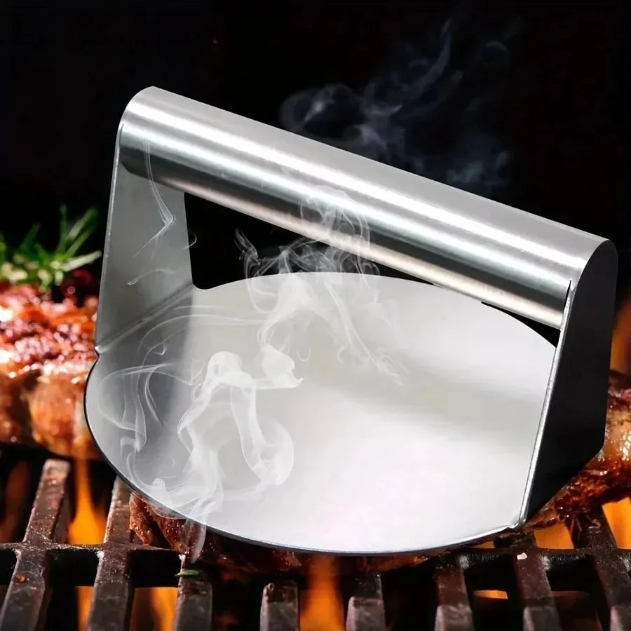 Stainless Steel Smash Burger Press Hamburger Patties Meat Masher Circular Meat Press Mold for Deli Meats Kitchen Accessories — image 1